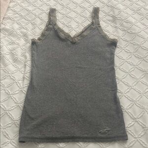 Hollister Gray Lace-Trim Camisole Tank Top